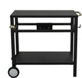 Outdoor Grill Cart - Portable Barbecue Table with Rolling Wheels, Hooks, Double Shelves, Removable Steel Flat Top Work Surface, Side Handles, Multifunctional Commercial Design