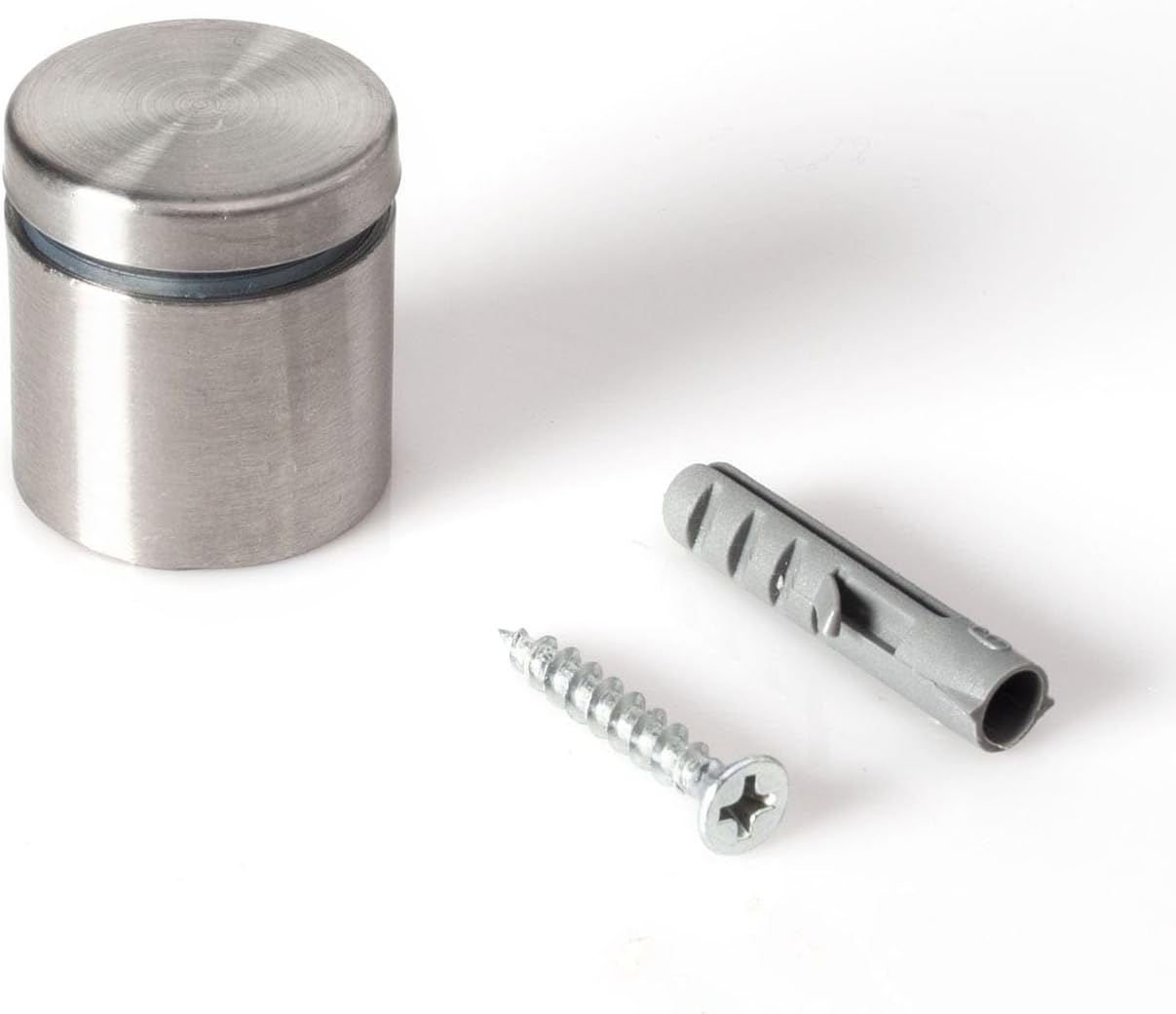 Stainless Steel Standoff 1 Inch Diameter x 3/4 Inch Barrel Length Brushed Finish for PVC, Glass and Acrylic Sign Stand Off Wall Anchors and Screws 100 Piece Commercial Space Pack