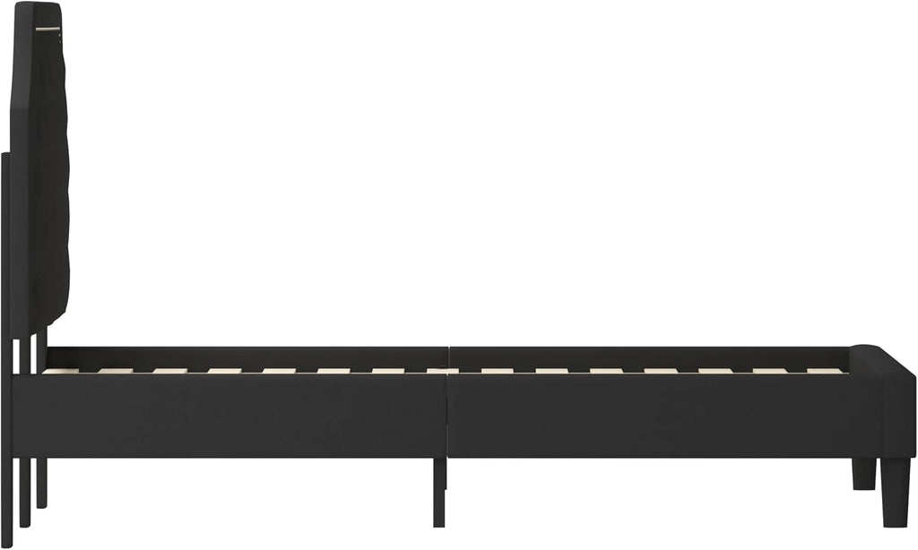 Flash Furniture Brighton King Size Tufted Upholstered Platform Bed in Black Fabric