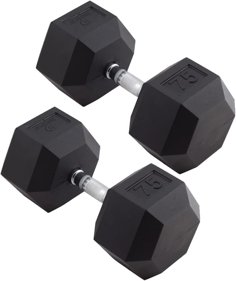 Body Sport Rubber Encased Hex Dumbbell Weight, Pair – Dumbbells for Exercises – Strength Training Equipment – Home Gym Accessories – Weight Training