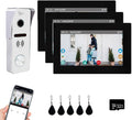 Wired Video Doorbell Apartment Intercom,7 inch Touch Screen Monitor 1080P Door Bell Camera TUYA Smart Home Door Phone Kits,3 in 1 Unlock RFID Card for Home Villa,32G (1 doorbell+3 Monitor)