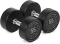 Titan Fitness Round Urethane Dumbbells, Medium Volcano Knurling, 33mm Grip, Easy-to-Read Weight Indicators, Free Weights for Strength Training
