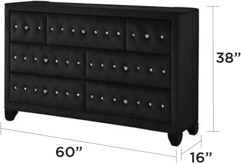 GOWE Encore Modern Style Tufted and Upholstered King 5PC Bedroom Set Made with Wood in Black(NJ Inventory)
