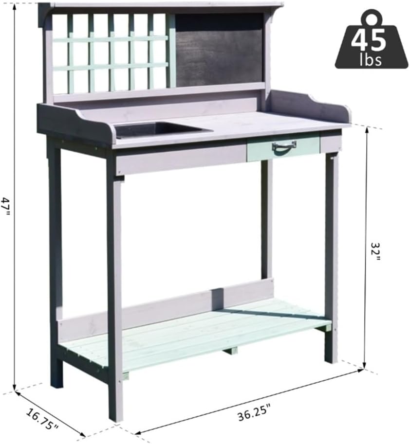 Planting Table Potting Bench with Storage Gardening Rustic Wooden Garden