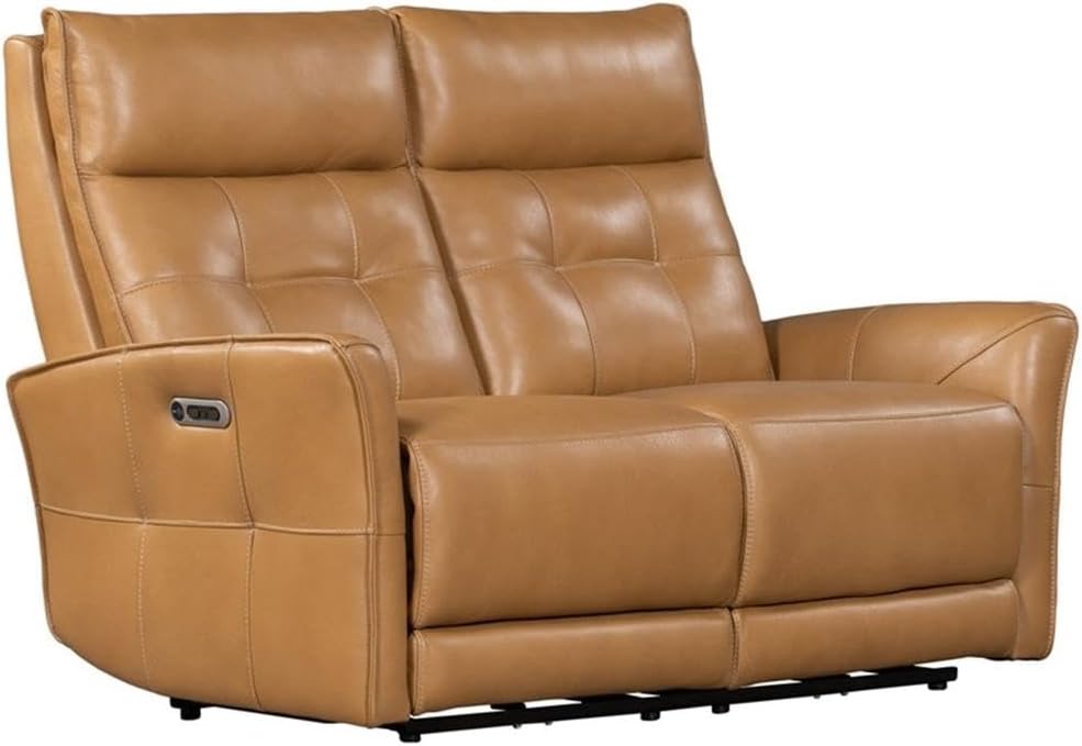 Pemberly Row Lucca Power Reclining Sofa Set, Butterscotch Top-Grain Leather Finish, Includes Power Sofa, Loveseat & Recliner, Zero-Gravity Design, USB Charger, Cordless Battery, Durable Living Room