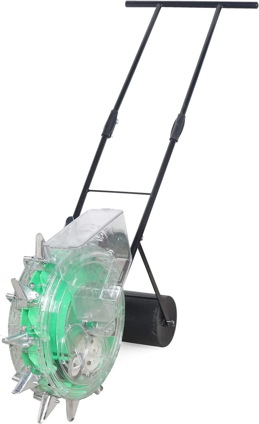 Garden Seeder,Lawn & Garden Spreaders,Hand-Push Roller Seeder,Push Spreader,Planting Depth 3.5-7.8 cm,12 Holes,Red (Green