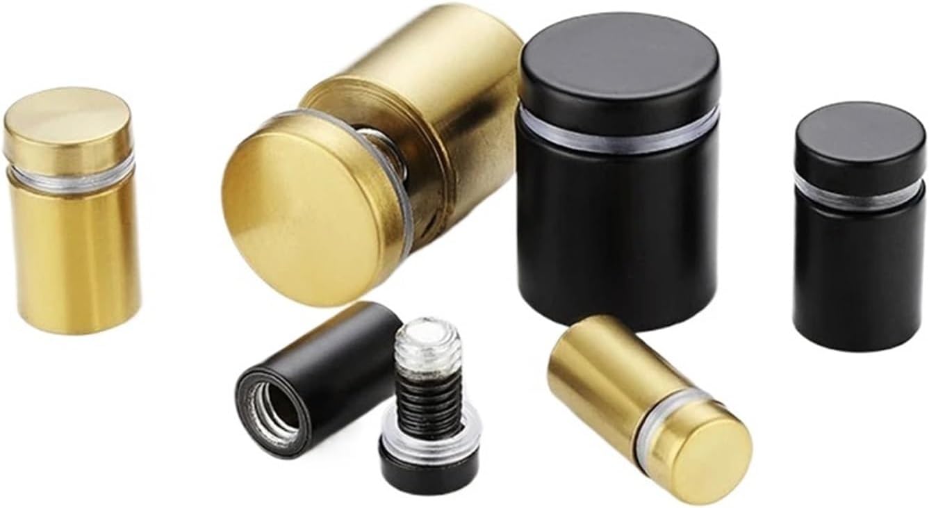Standoff Fixings， 20pcs Standoff Fixings,Stainless Steel Advertising Sign Standoff Screws Bolts Holder Advertisement Nails Mounts Screws(Brushed Gold,12x30mm)