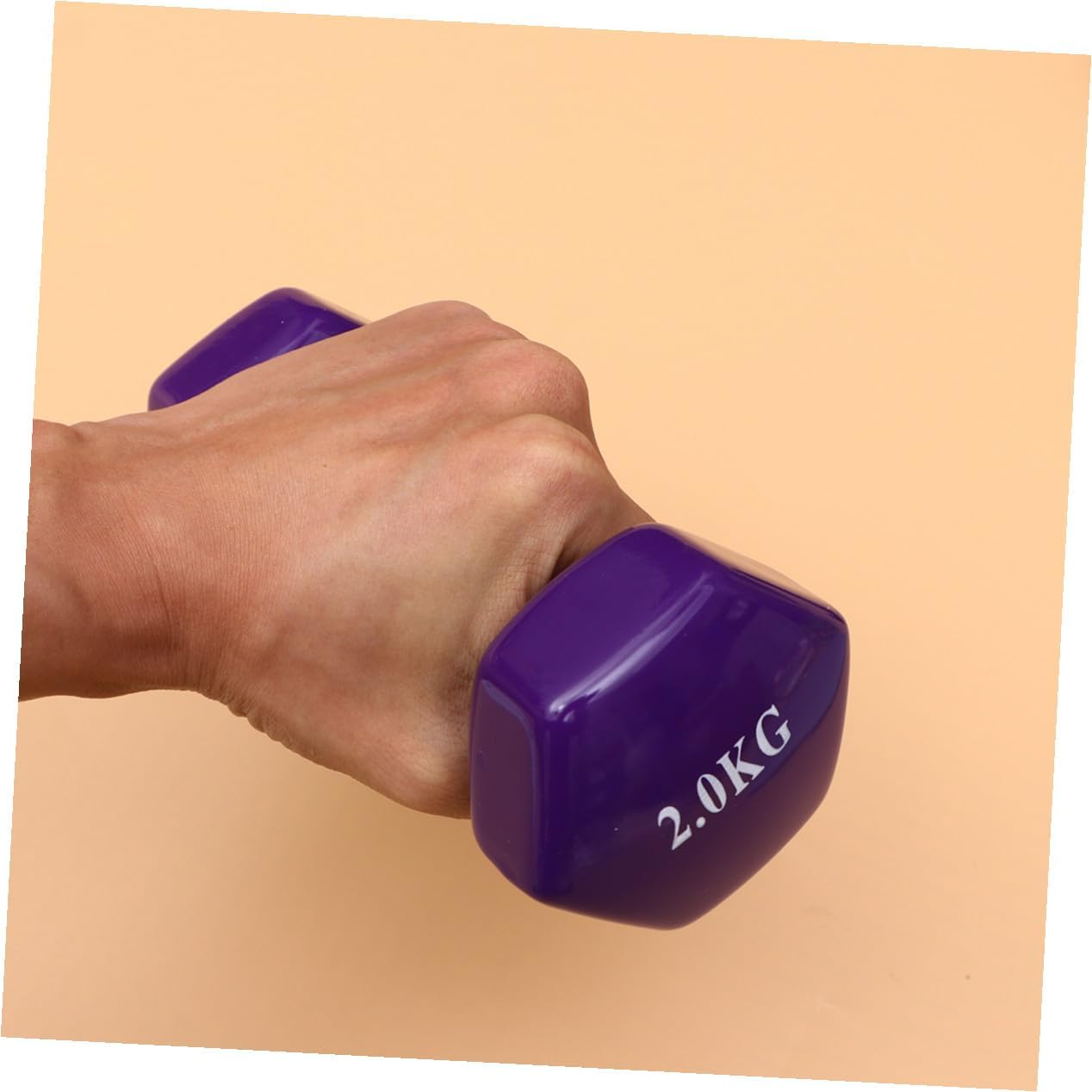 Mikinona 2PCS Non-slip Plastic Dipped Cast Iron Dumbbells Each Unisex Fitness Hand Weights for Gym Workouts Strength Training and Muscle Toning Purple