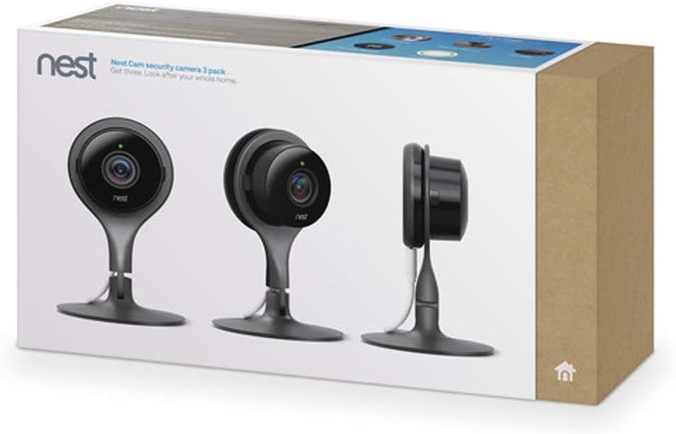 Nest Cam Security Camera 3 Pack Indoor Color: Black Style: Nest Cam Security Camera: 3 Pack, Model: NC1104US… (Renewed)