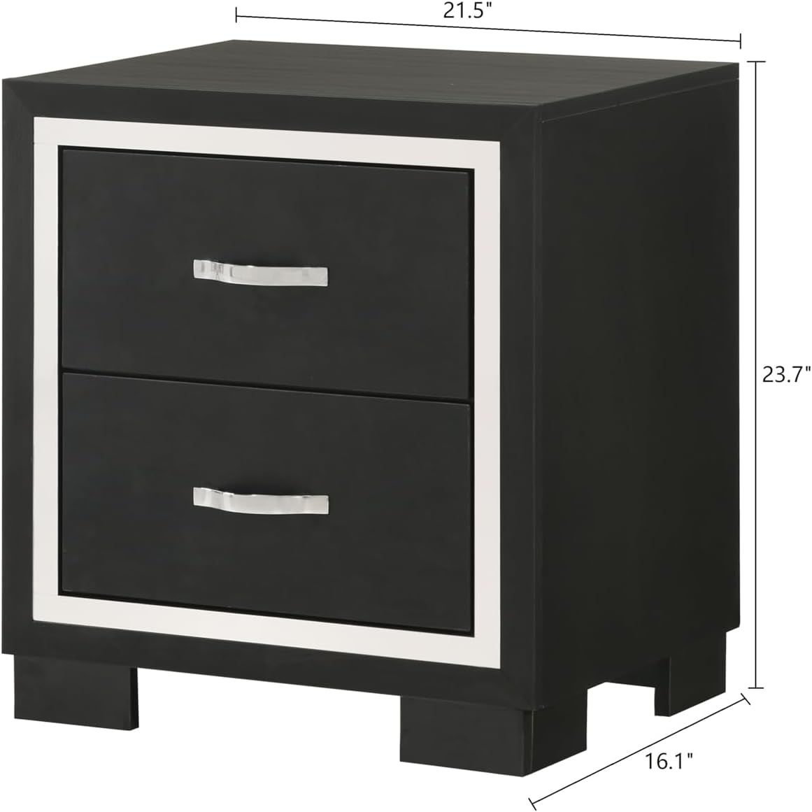 Generic Black Finish Upholstered King Size Channel Tufting Panel Bed Nightstand 3pc Wooden Bedroom Set, HS00B9295K3pc