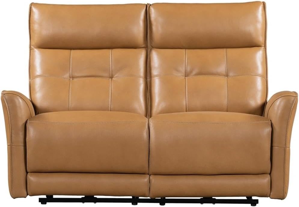 Pemberly Row Lucca Power Reclining Sofa Set, Butterscotch Top-Grain Leather Finish, Includes Power Sofa, Loveseat & Recliner, Zero-Gravity Design, USB Charger, Cordless Battery, Durable Living Room