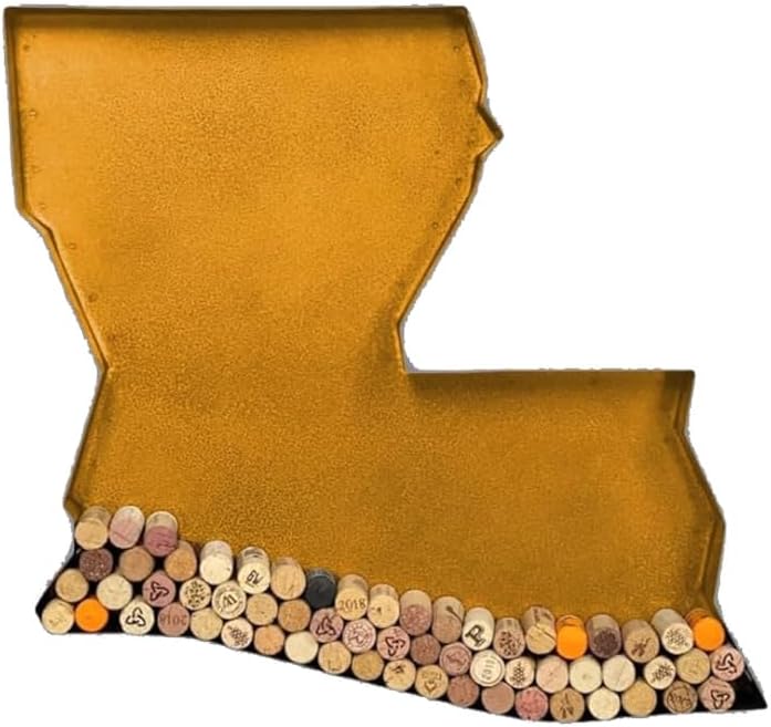 NEONSİGN Louisiana State Map Wine Cork Holder Metal Louisiana Decor Sign Wine Bar Pub Home Decoration (Gold, 24 inch)