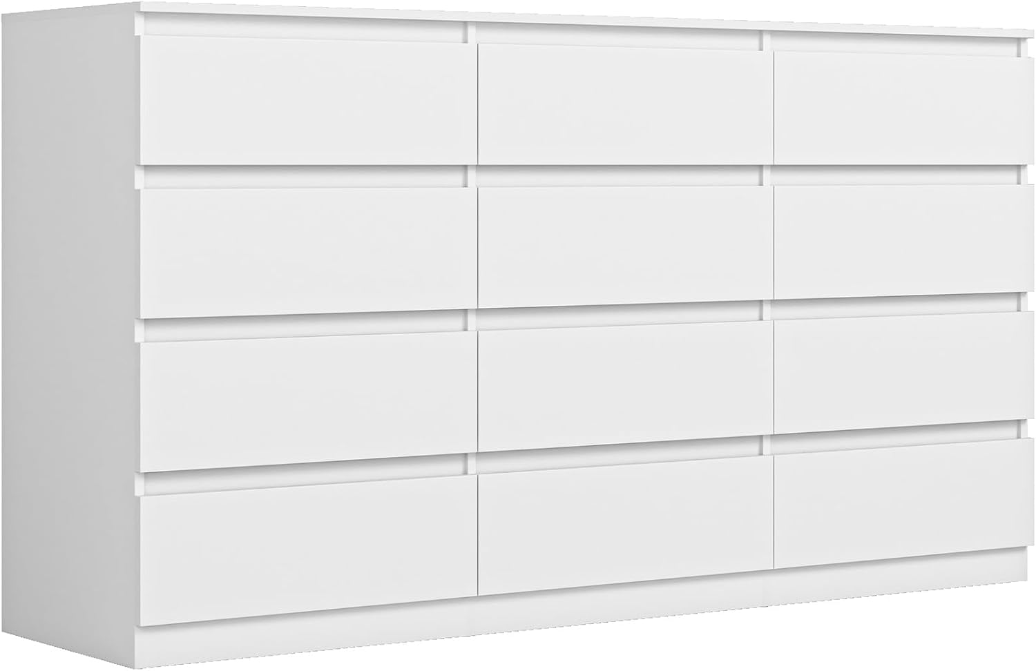Vibe & Dine White Dresser 12 Drawer, Modern Long Dresser for Bedroom, Wood Chest of Drawers with Wide Storage for Living Room