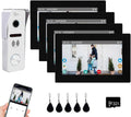 Wired Video Doorbell Apartment Intercom,7 inch Touch Screen Monitor 1080P Door Bell Camera TUYA Smart Home Door Phone Kits,3 in 1 Unlock RFID Card for Home Villa,32G (1 doorbell+4 Monitor)