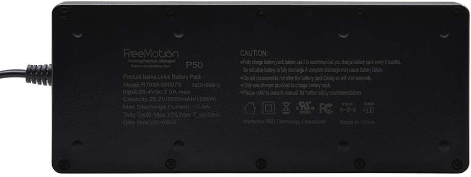 FREEMOTION 5000 mAh Battery Power Recliner Rechargeable Battery Pack, for Sofa, Sectional, Furniture, with Power Supply.