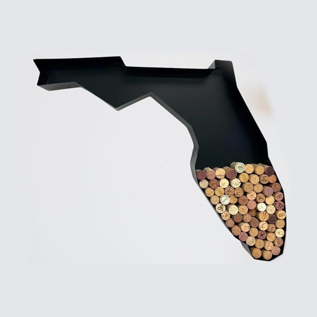 NEONSIGN Florida State Map Wine Cork Holder Metal Arkansas Decor Sign Wine Bar Pub Home Decoration (Black, 18 in)