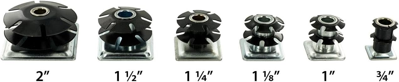 Outwater Industries Double Star Threaded Caster Insert | Heat Treated Steel | Fits 1-1/8 Inch Square 16-18 Gauge Tube | Thread: 5/16-18 | 100 Pack