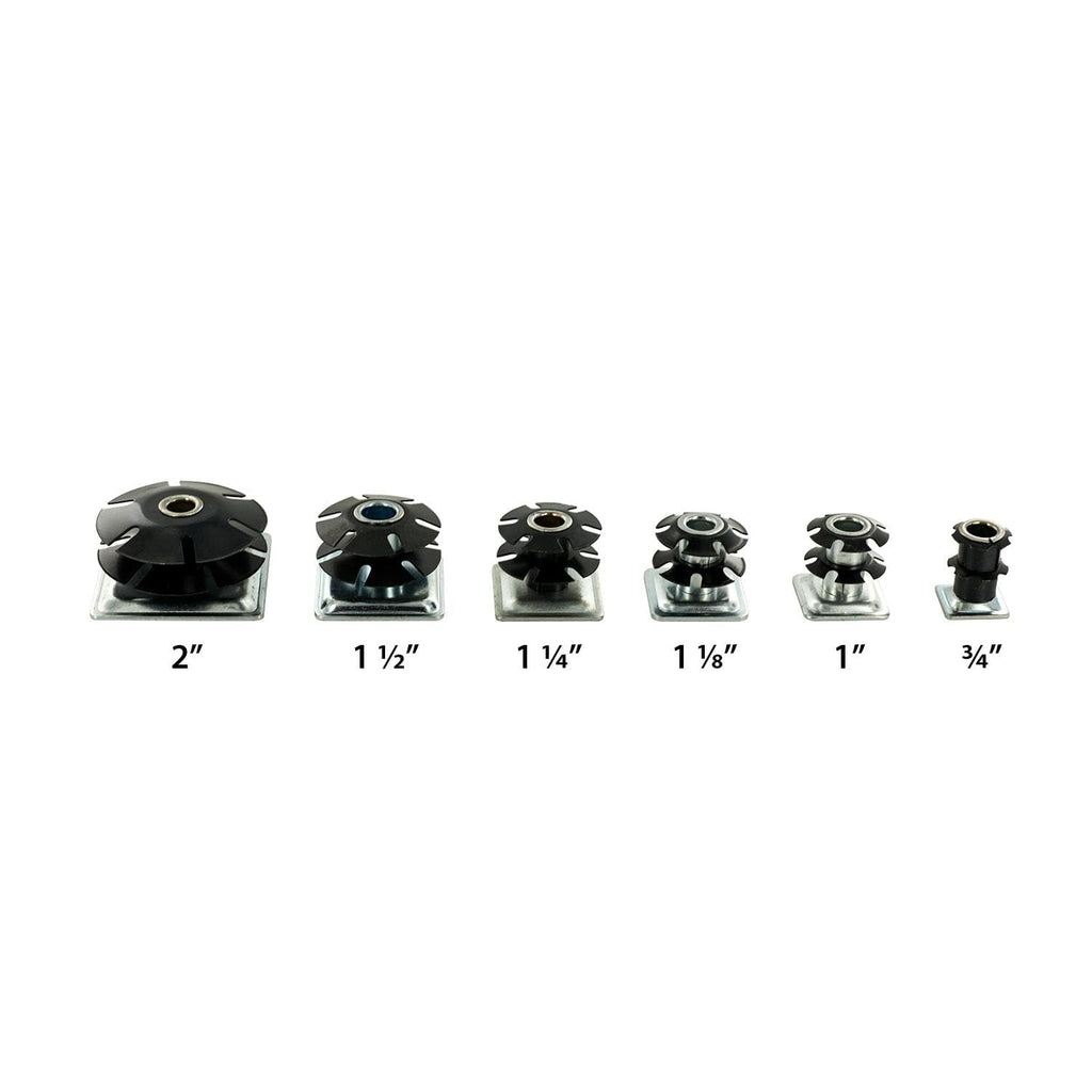 Outwater Industries Double Star Threaded Caster Insert | Heat Treated Steel | Fits 1 Inch Square 16-18 Gauge Tube | Thread: 5/16-18 | 100 Pack