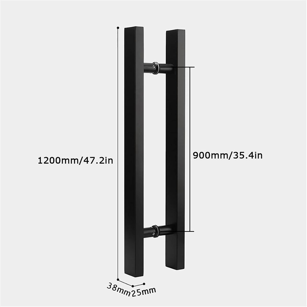 Gate Hardware Door Handle Solid Standoffs Commercial Stainless Steel Office Push-Pull Door Glass Door Wooden Door Sliding Door Handle Black Square Tube Handle (Size : 1200×900mm)