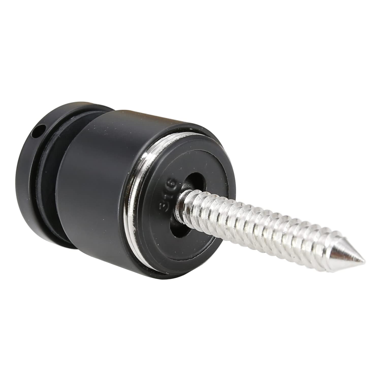 Stainless Steel 316 Grade 1-31/32 in (50mm) Diameter Adjustable Glass Standoff, 1-3/16 in Projection, Matt Black Finish, SO-30B, 4 Pieces