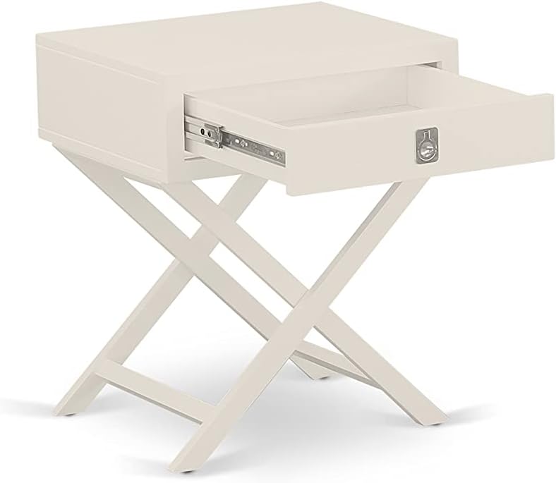 East West Furniture FN08K-1HAE0 2-Piece Fannin Bedroom Set with 1 King Size Bed and a Linen White Modern Nightstand - Reliable and Durable Construction - Mist Beige Linen Fabric Bed
