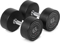 Titan Fitness Round Urethane Dumbbells, Medium Volcano Knurling, 33mm Grip, Easy-to-Read Weight Indicators, Free Weights for Strength Training