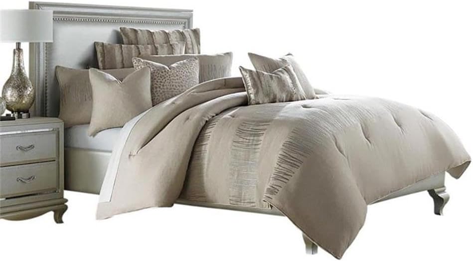 Michael Amini BCS-KS10-CAPVA-NUTR 10 Piece Captiva Comforter Set, King, Neutral