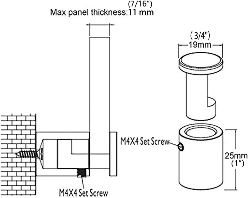 Side Clamp Standoffs 3/4' x 1', Edge Grip Sign Standoffs for Glass, Burglarproof Sign Standoff for Glasses