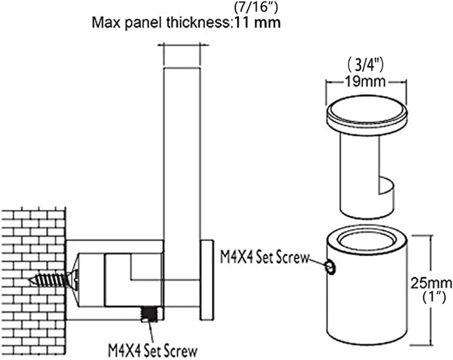 Side Clamp Standoffs 3/4' x 1', Edge Grip Sign Standoffs for Glass, Burglarproof Sign Standoff for Glasses