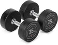 Titan Fitness Round Urethane Dumbbells, Medium Volcano Knurling, 33mm Grip, Easy-to-Read Weight Indicators, Free Weights for Strength Training
