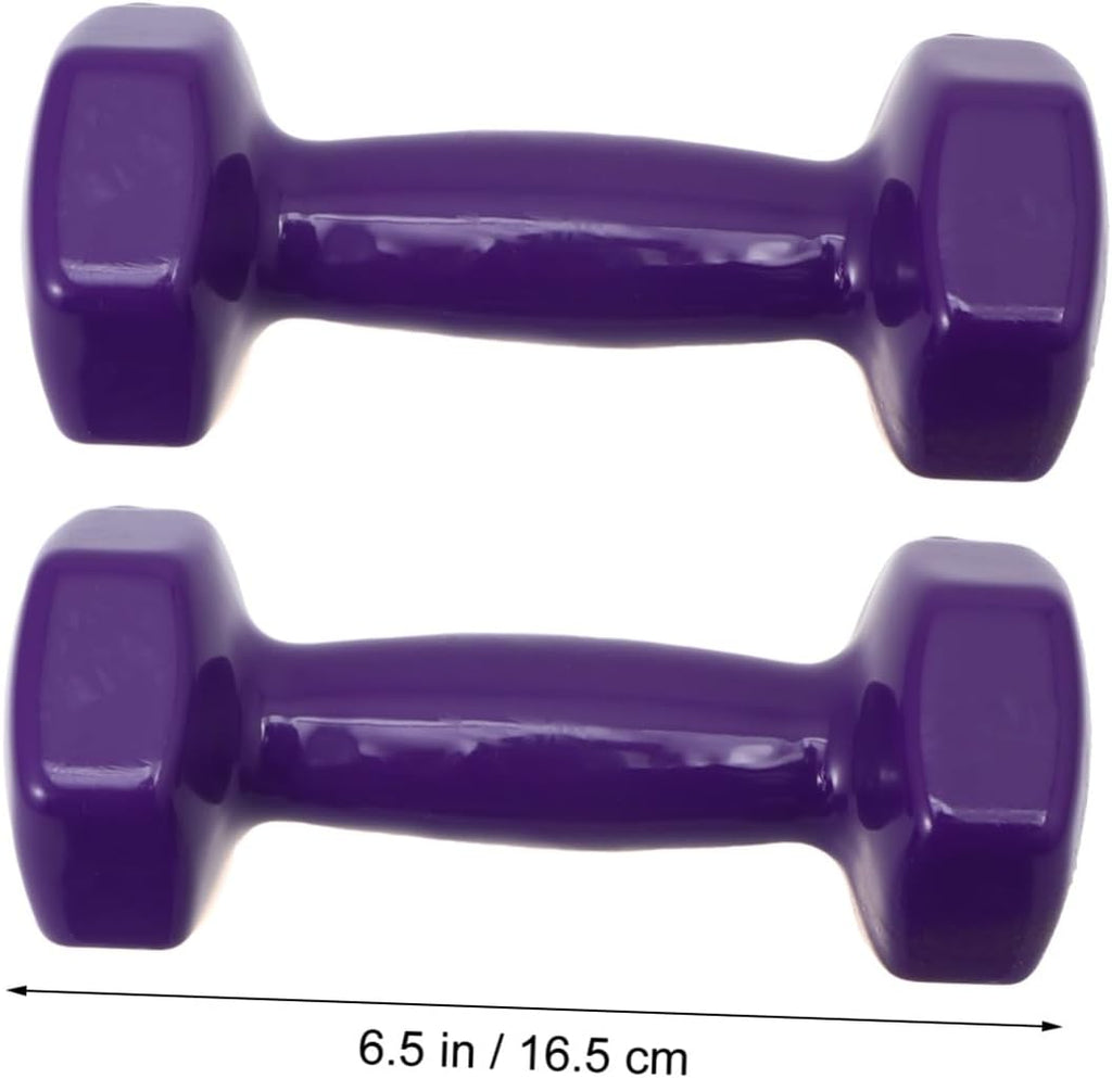 Mikinona 2PCS Non-slip Plastic Dipped Cast Iron Dumbbells Each Unisex Fitness Hand Weights for Gym Workouts Strength Training and Muscle Toning Purple