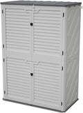 Heavy-Duty Plastic Storage Shed with Floor – Weather-Resistant Outdoor Utility Shed for Garden Tools, Lawn Equipment & Yard Supplies (L-White + Plastic-1)
