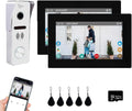Wired Video Doorbell Apartment Intercom,7 inch Touch Screen Monitor 1080P Door Bell Camera TUYA Smart Home Door Phone Kits,3 in 1 Unlock RFID Card for Home Villa,32G (1 doorbell+2 Monitor)