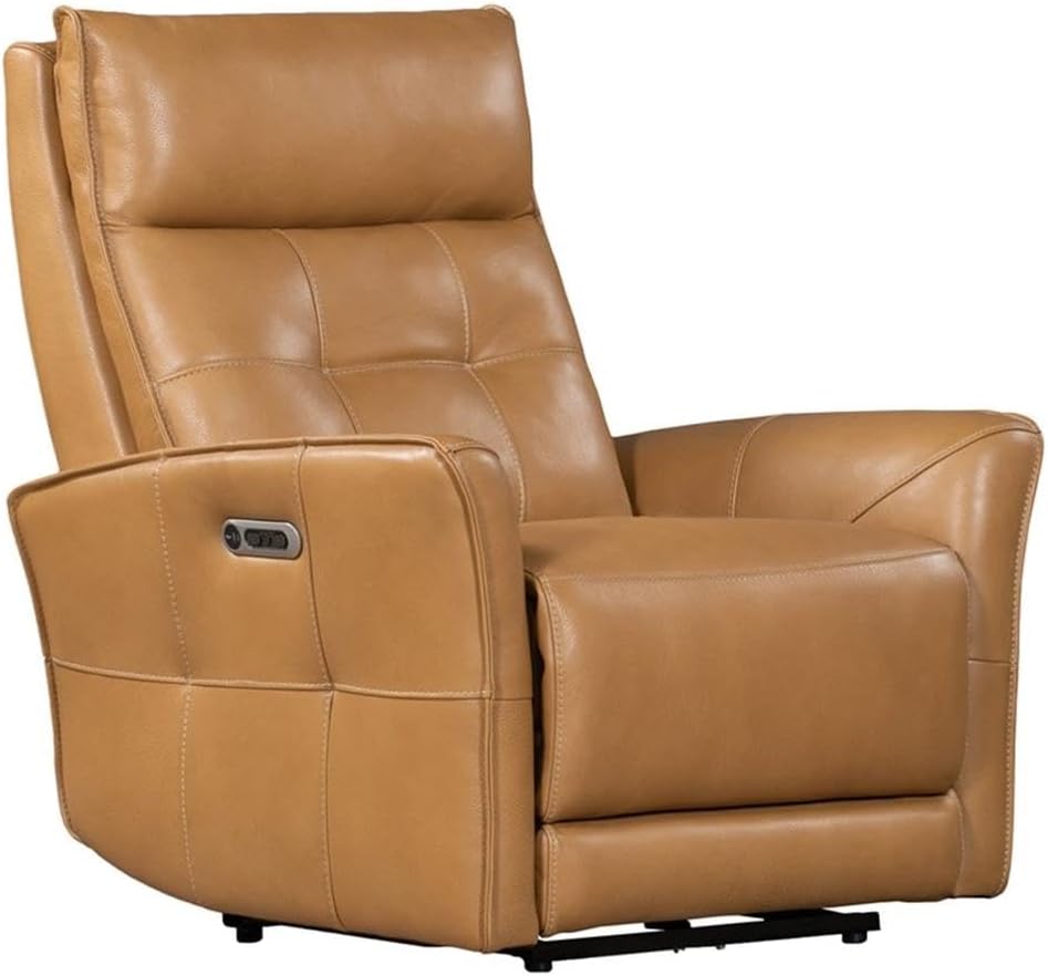 Pemberly Row Lucca Power Reclining Sofa Set, Butterscotch Top-Grain Leather Finish, Includes Power Sofa, Loveseat & Recliner, Zero-Gravity Design, USB Charger, Cordless Battery, Durable Living Room