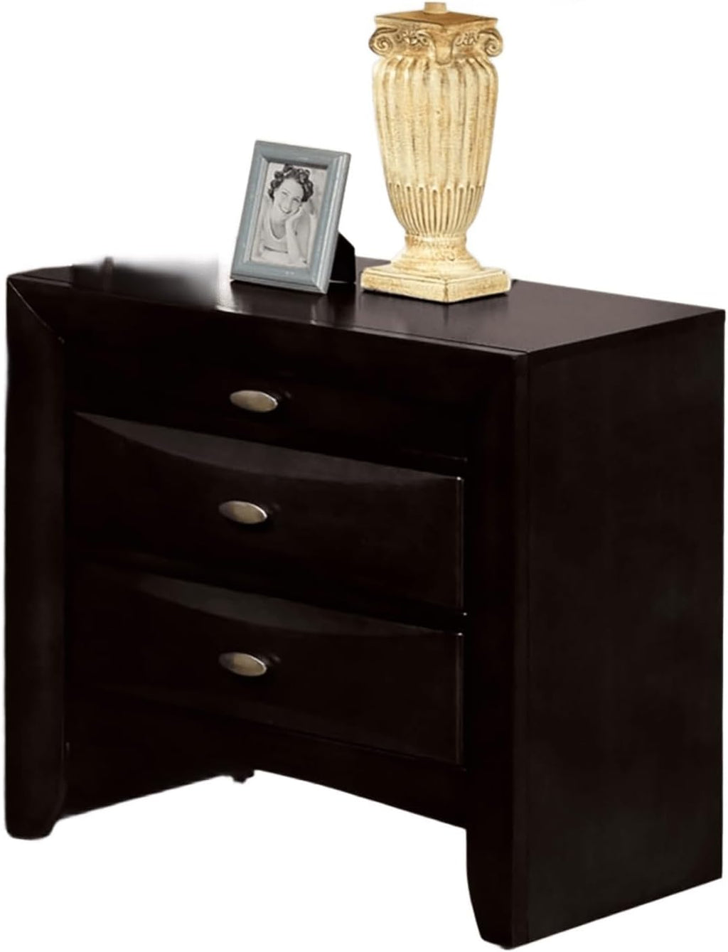 King Size Bed 2X Nightstands Headboard Bookcase Black Color 3pc Set Bedroom Furniture