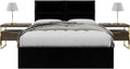 Vänt Upholstered Wall Mounted Headboard Panels -Isabelle Layout - 60' X 23'-Configuration of 4 Individual Panels - Recommended for Queen-Full - Velvet/Black