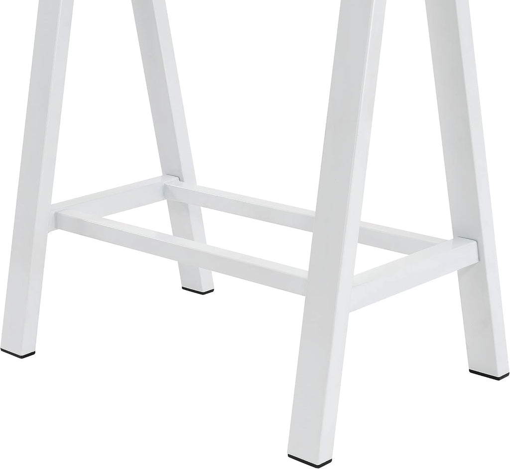 OSP Home Furnishings Middleton 47 Inch Desk with Clear Beveled Glass Top, White Base