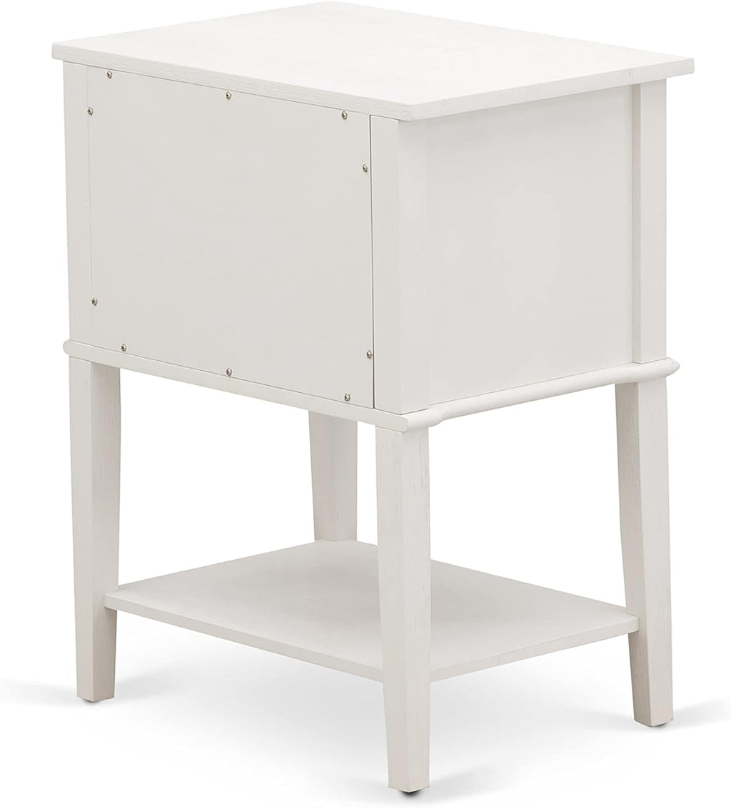 East West Furniture FN11F-1VL0C 2-Piece Platform Full Size Bedroom Set with 1 Mid Century Bed and a Bedroom Nightstand - Reliable and Durable Construction - Denim Blue Linen Fabric