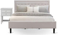 East West Furniture FN08K-1VL14 2-Piece Platform King Size Bedroom Set with 1 Wingback Bed and a Mid Century Nightstand - Reliable and Durable Construction - Mist Beige Linen Fabric