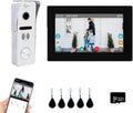 Wired Video Doorbell Apartment Intercom,7 inch Touch Screen Monitor 1080P Door Bell Camera TUYA Smart Home Door Phone Kits,3 in 1 Unlock RFID Card for Home Villa,32G (1 doorbell+1 Monitor)