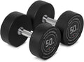 Titan Fitness Round Urethane Dumbbells, Medium Volcano Knurling, 33mm Grip, Easy-to-Read Weight Indicators, Free Weights for Strength Training