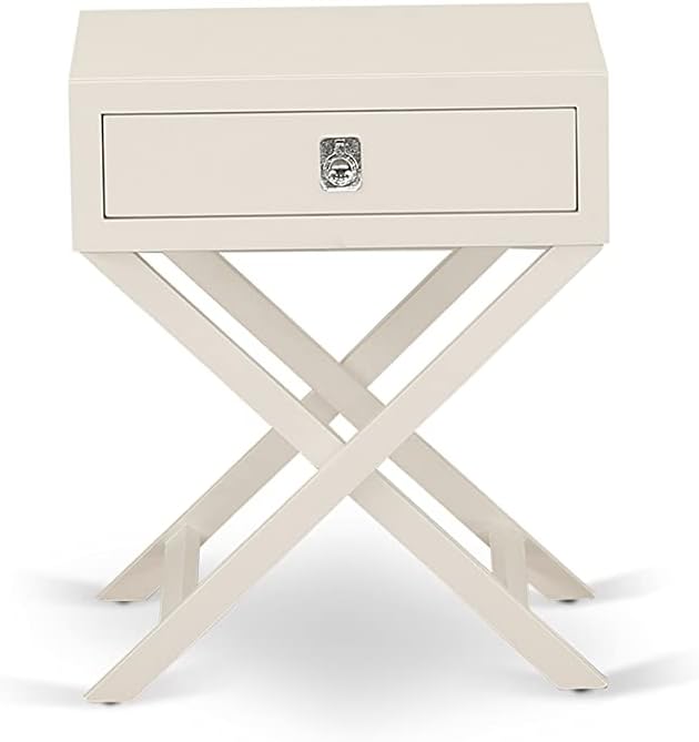East West Furniture FN08K-1HAE0 2-Piece Fannin Bedroom Set with 1 King Size Bed and a Linen White Modern Nightstand - Reliable and Durable Construction - Mist Beige Linen Fabric Bed