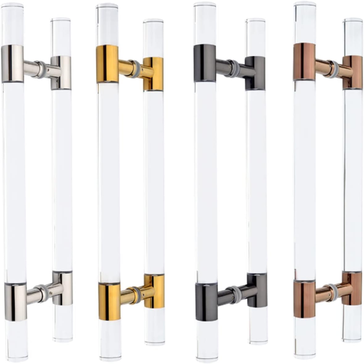 ETULLE Round Clear Door Handles Acrylic,Gold 24/34/40/60/70 Inch Long Indoor/Outdoor Push Pull French Glass Door Barn Door Handle,Entrance Gate Hardware Knob (Size :60cm/24inch)