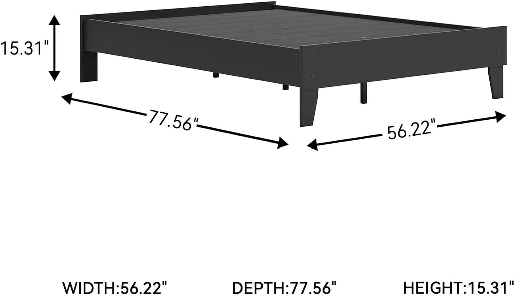 Signature Design by Ashley Socalle Casual Full Platform Bed with Metal Slats, No Box Spring Needed, Black