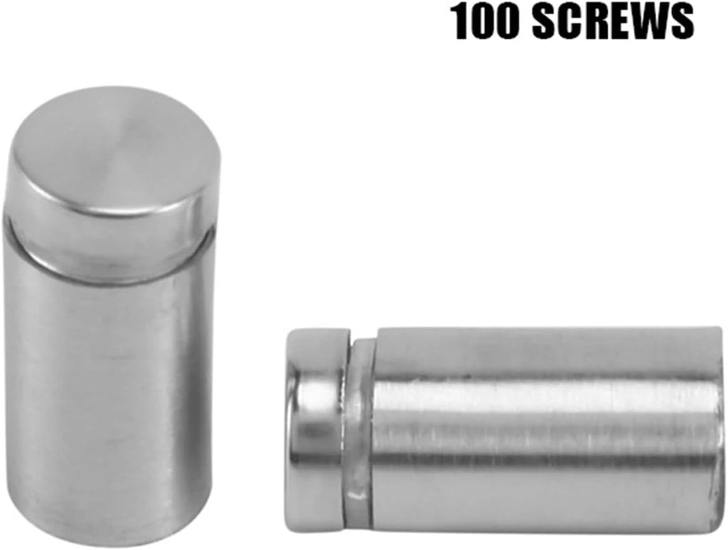 Standoff Fixings， 100 Pcs,12x25mm Stainless Steel Sign Standoff Screws Suitable for Standoff Fixings for Glass Posters