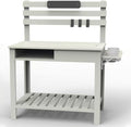 Outdoor Potting Bench with Blackboard and Sink, Multi-Functional Garden Workbench Table for Courtyard, Balcony or Patio, Planting Table with Storage Shelves and Tool Rack(Green)