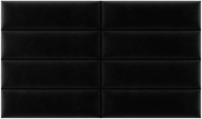 Vänt Upholstered Wall Mounted Velvet Headboard Panels - Midas Layout - 78' X 46'- Configuration of 8 Individual Panels - Recommended for King-Cal King - Velvet/Black