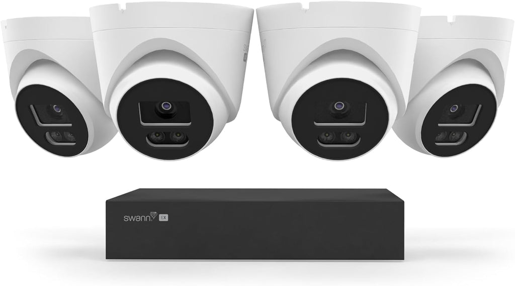Swann EliteX™ 8-Channel 6K/12MP Wired NVR Security System with 4 Dome Cameras, AI Person/Vehicle Detection, Color Night Vision,2TB HDD, IP66 Weatherproof,Surveillance Solution for Home & Business