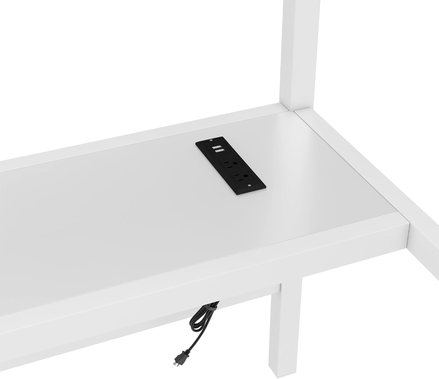 Bellemave Metal Queen Size Loft Bed with Desk and Charging Station,Heavy Duty Loft Bed Frame with LED Lights and USB for Kids,Teens,Adults,Queen Size,White