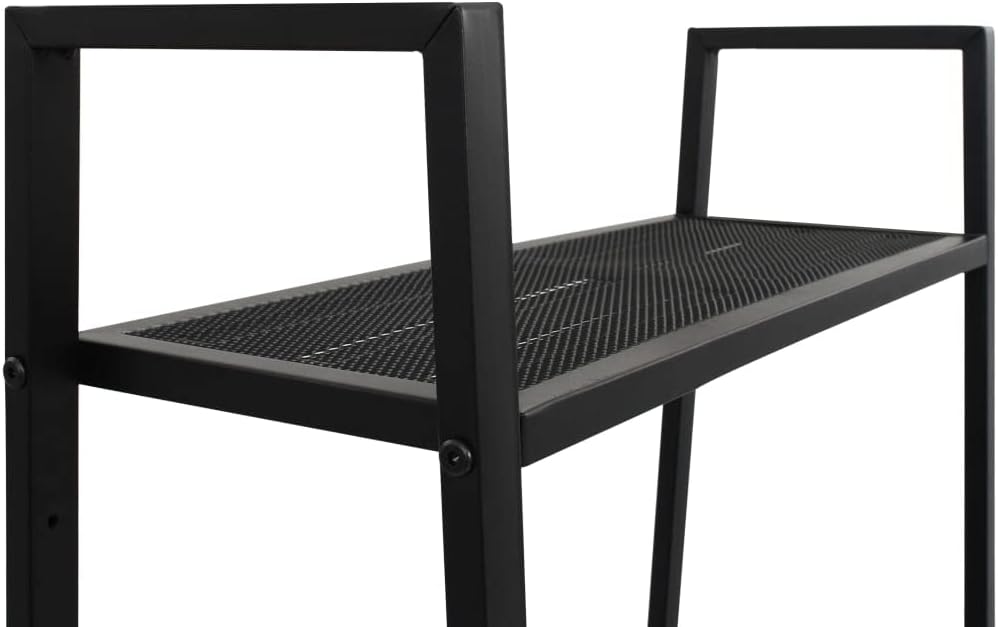 Black Metal Display Shelf, Rectangular Storage Organizer for Books, Plants, Decor, 14.0 x 24.4 x 58.3 in, Matte Finish, Compact Home Storage